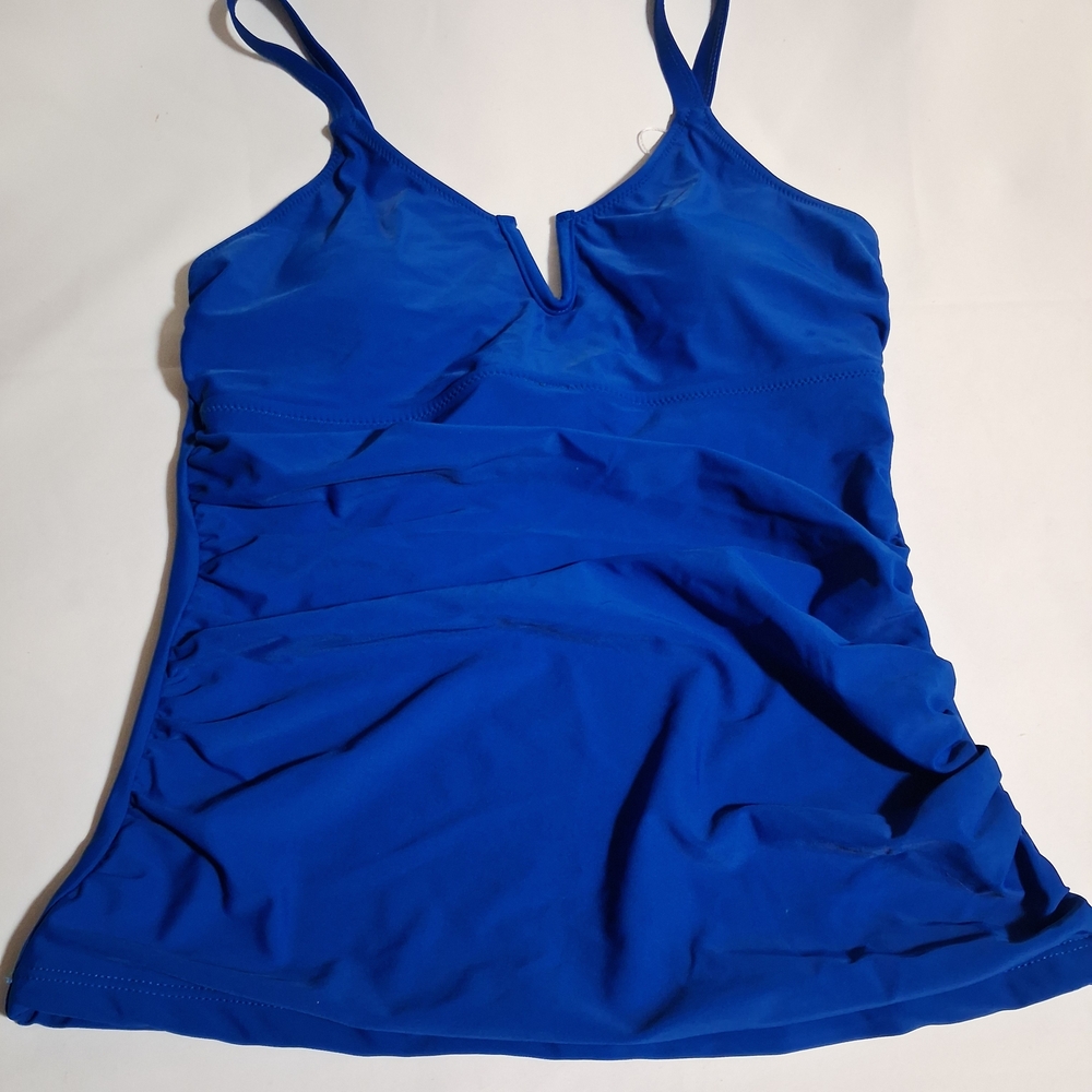 New! Beachsissi Tankini Padded Swim Top‎ Blue Women’s M Adjustable Straps Ruched